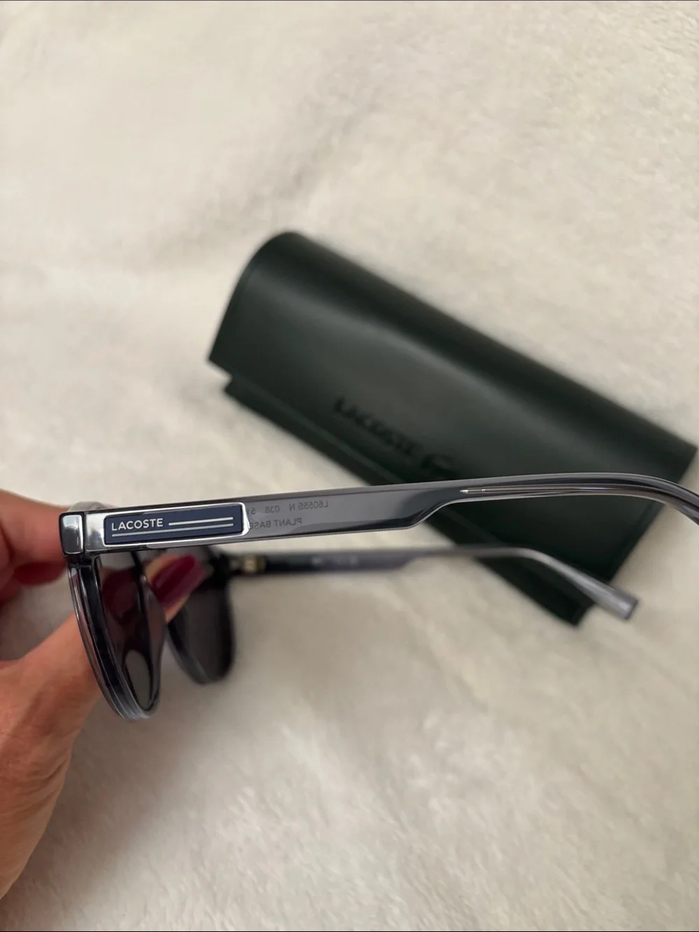 Lacoste Gray Round Sunglasses with Dark Smoke Lenses and Green Case